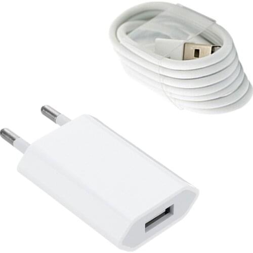 5V 1A Plug Adapter Phone Charger USB Cable for iPhone 6S 6 7 8 5 SE X XR XS 11 12 Pro Max iPad mini 2 3 Air Fast Charging wire