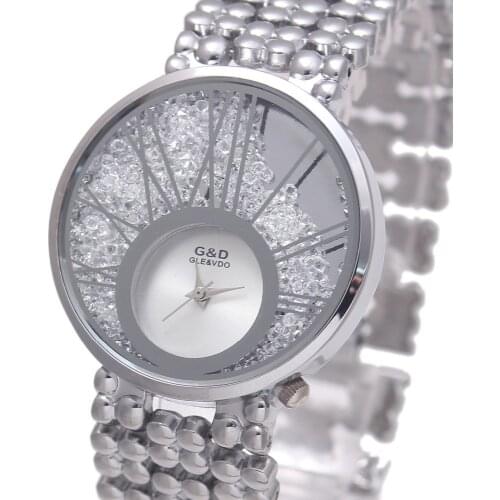 2017 Brand Luxury G&D Women Quartz Wristwatches Silver Stainless Steel Ladys Bracelet Watches Relojes Mujer Relogio Feminino