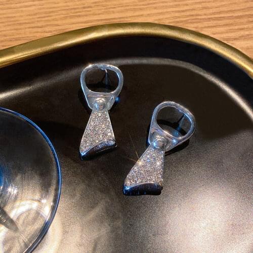 Metal texture pull ring ladies jewelry retro personality trend 2021 trend geometric earrings wedding punk party Women jewelry