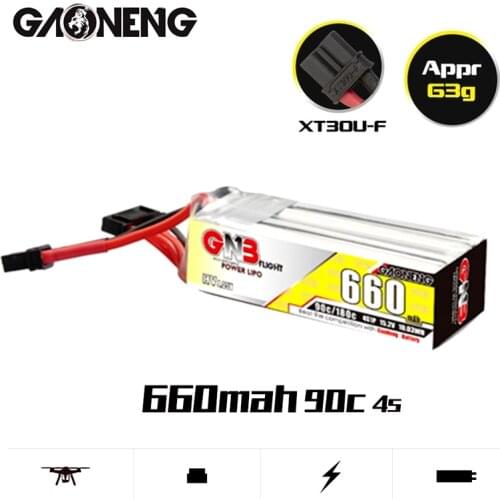 1Pcs GAONENG GNB Max 180C 4S HV Lipo Battery 15.2V 660mAh for Beta85X Whoop Quadcopter FPV RC Racing Drone With XT30U-F Plug