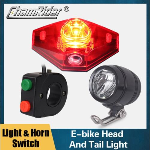 6V - 80V 12V 24V 36V 48V 60V 72V Universal E-bike Headlight Taillight Horn Set Front Light Headlamp Rear light Taillamp