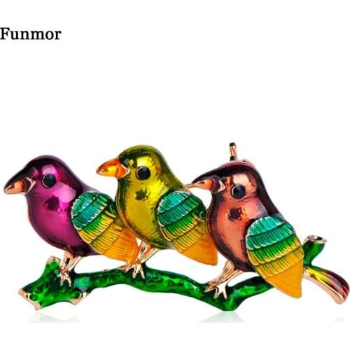 Funmor Cute Bird Shape Brooch Enamel Animal Pins Women Girls Coat Sweater Corsage Gathering Holiday Decoration Accessories Gifts