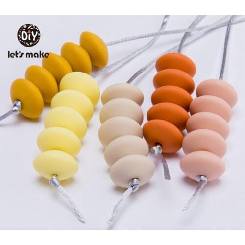 Lets Make Abacus Beads New 20pcs Lentil Silicone Teether 15mm DIY Bead Teething Nursing Necklace Food Grade Accessorise Baby
