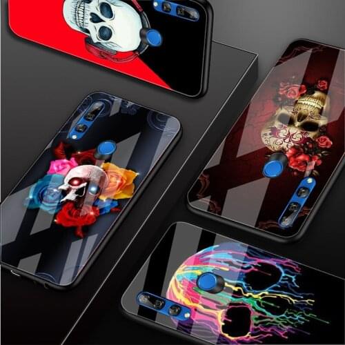 Fashion Cool Skull Art Tempered Glass Phone Case For Huawei honor 8X 9 10i 20i 20Lite 20Pro 30 Pro Cover Shell