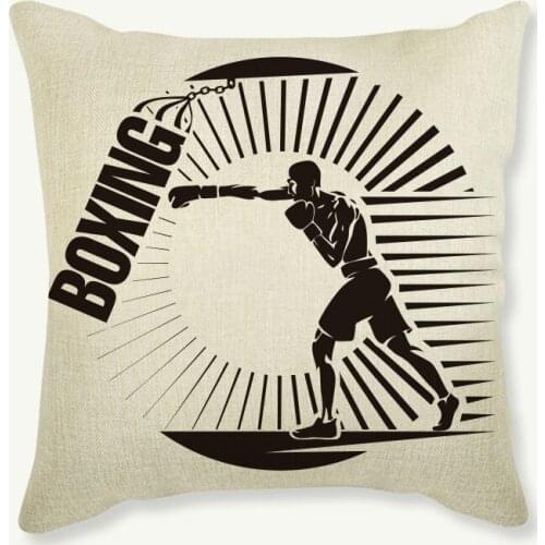 Motion Project Pattern Cushion Cover Black Boxing Bicycle Sailboat Printed Cotton Linen Home Decoration Sofa Throw Pillow Case