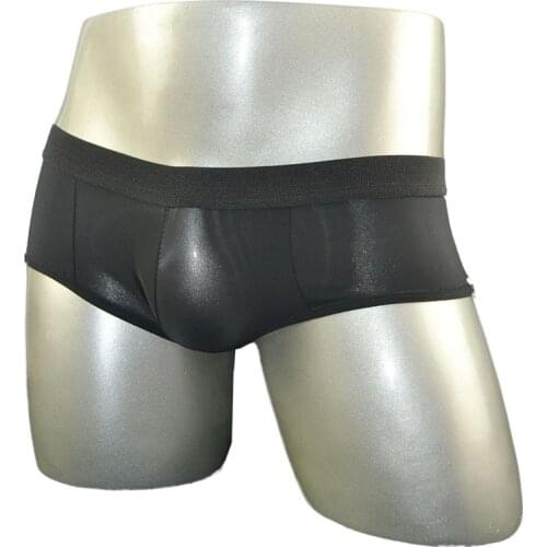 Black Low rise Mens Sexy Boxers shorts male ice milk Panties Underwear Boxer