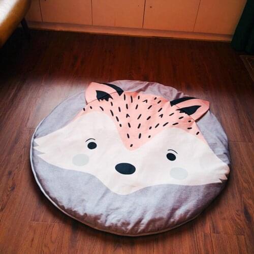 Nordic Style Childrens Floor Mats, Cute Animal Fox Floor Mats, Childrens Crawling Mats, Home Playroom Baby Play Game Blanket