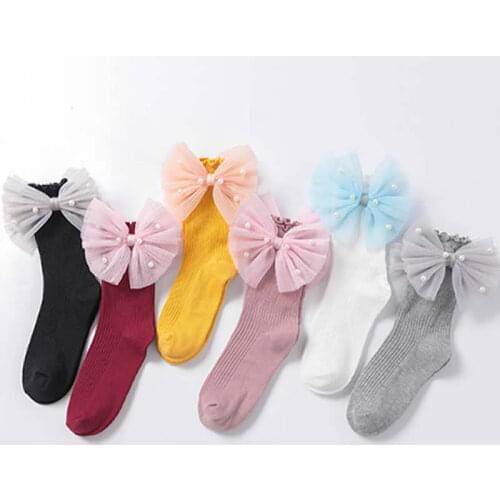 Baby princess socks organza butterfly agaric edge cuhk children cotton socks Princess girl party wear