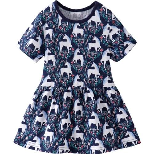 Funnygame Baby Girls Dresses with Animals Printed Princess Tutu Cotton Kids Girls Dress Cute Children Clothing for Girl