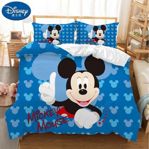 Disney Mickey Mouse Kids Bed Bedding Sets Cartoon Girls Duvet Cover Bedclothes Pillowcase Children Soft Bed Linen Set Gift