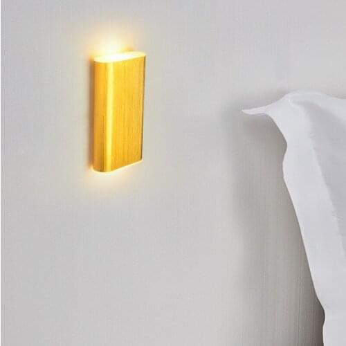 Indoor Wall Led Simple Modern Hotel Living Room Aisle Bedroom Bedside Creative Aluminum Brushed Gold Black Silver 6W