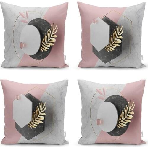 Geometric Double Color Marble Pattern 4'Lü Cushion Pillow Decorate Case High Quality Stylish Home Garden Room Kitchen Gift Useful Decorative Colorful