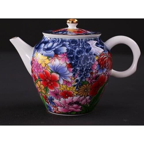 Enamel porcelain large teapot household Chinese colorful single tea ceremony pot maker ceramic teaware