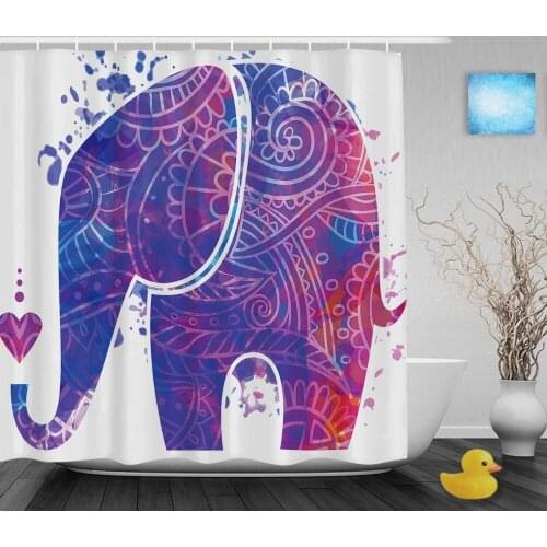 Euporean Pattern Decor Elephant Shower Cutains Animal Designed Bathroom Shower Curtains Polyester Waterproof Fabric With Hooks