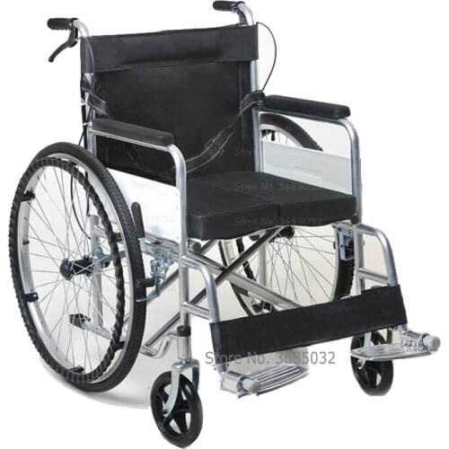 Wheelchair Full Back Rest Folding Portable Galvanized Steel Scooter with Pedestal Pan for the Aged and the Disabled