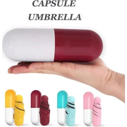 18cm Mini Rain Pocket Sun Small Umbrella Anti UV 5 Folding Windproof Capsule Case Portable Travel Umbrella Sunny Rainy Day