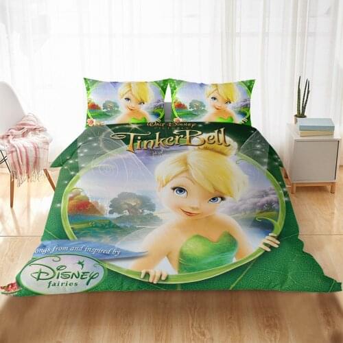 Disney Tinker Bell Fairy Secret of the Wings Bedding Sets Duvet Cover and Pillowcase Single Bed Set Comforter Set for Bedroom