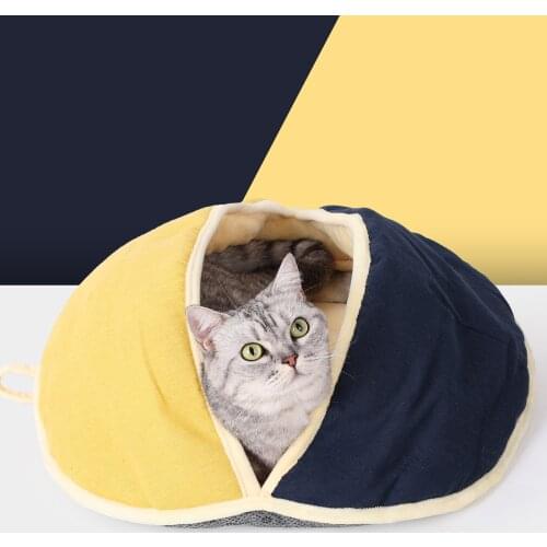 Cat Bed Cave Sleeping Bag Zipper Egg Shape Felt Cloth Pet House With Cushion Nest Cat Basket Products for Cats Animals Supplies