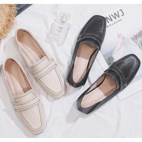 Chic New Flat Women Loafers Big Size 43 Solid Ladies Office Casual Shoes Slip-on PU Comfortable Women Casual Shoes
