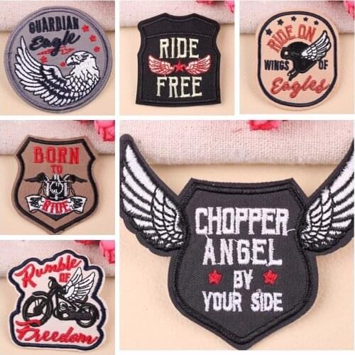 Small punk fan car embroidery cloth stickers motorcycle wings DIY decoration denim jacket with sewing subsidies for young people
