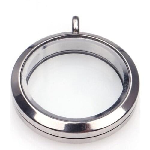 10Pcs 30mm Stainless Steel Screw Twist-off Floating Plain Locket Memory Living Glass Photo Locket Pendant Necklaces Jewelry Diy