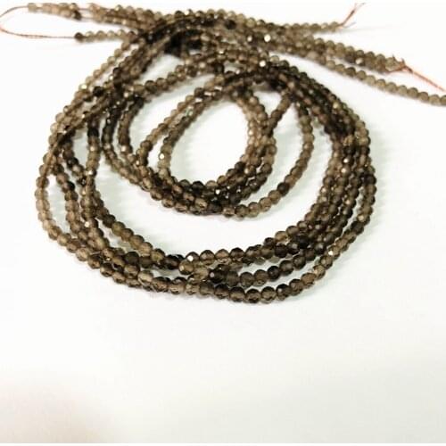 Natural Smoky Crystal Quartz Micro Facted Beads,Faceted Tiny Spacer Gem Beads,Size 2mm 3mm 4mm Small Beads 1of 15.5" strand