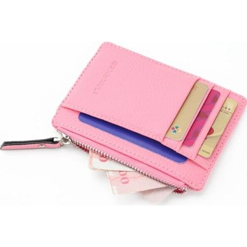 Wallet Mini PU Leather Card Holders Card Slots Purse Small Men Wallet Women Zipper Coin Pocket Ultra Thin Wallet