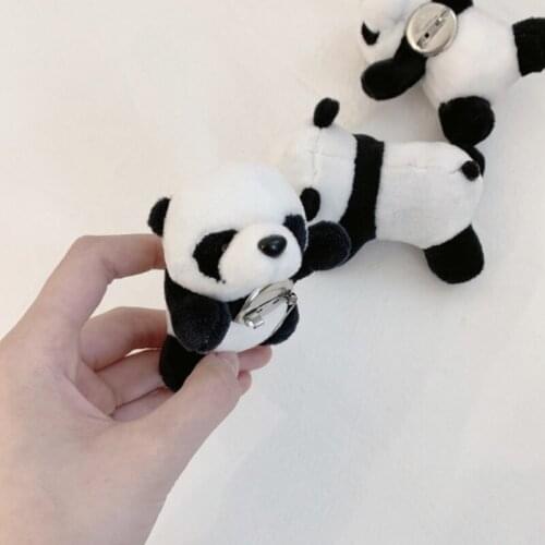 Fashion Cute Little Plush Panda Brooch Decorative Pins For Schoolbags Clothes Luggage Accessories