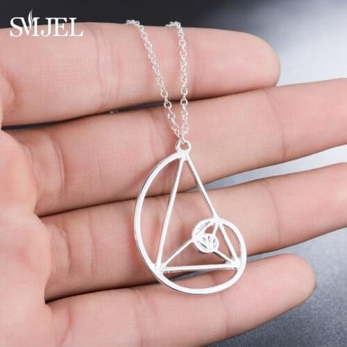 SMJEL Dropshipping Gothic Triangle Spirl Necklaces Fibonacci Golden Ratio Necklace Architecture Jewelry Graduation Gift Men N274