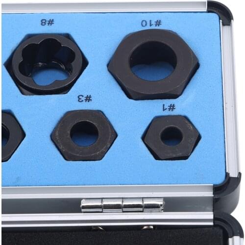 10pcs / Set Damaged Bolts Nuts Screws Remover Extractor Removal Tools Set Threading Kit Black Nuts 6 Styles Repair Accessories