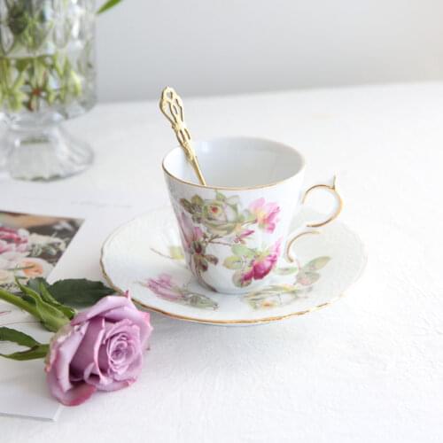 French Tea Cup Saucer Set Porcelain Coffee Set Tea Set Coffee Cup Saucer Spoon Set Household Office Coffee Supplier