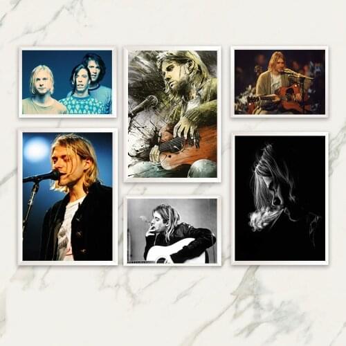 Kurt Cobain Rock Music Band Singer Wall Art Picture Posters and Prints Canvas Painting Room Home Decor