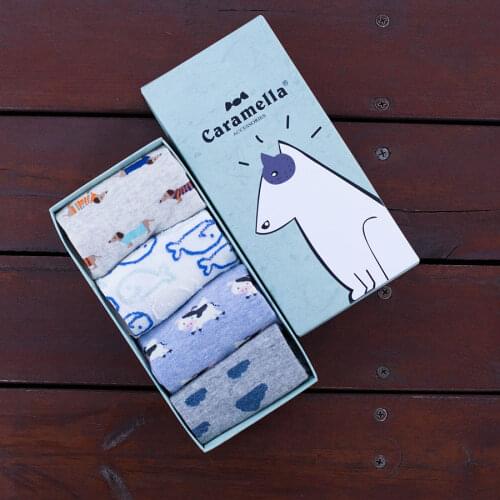 4Pair Women Cotton Ankle Socks Soft Breathable Cozy Cartoon Boat Socks Size 5-8 Animal Print Girls Invisible Short Socks