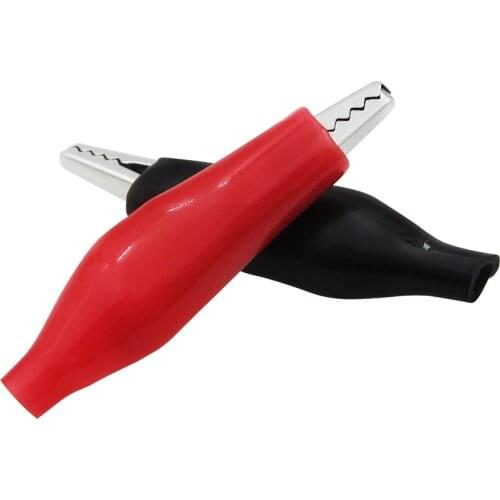 New 50PCs/Lot Black Red Insulation Power Test Testing Connector Plastic Metal Boot Crocodile Alligator Clip Electrical