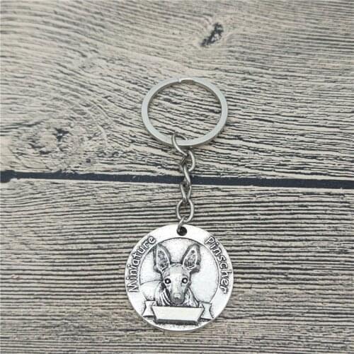 New Vintage Miniature Pinscher Keychains Antique Plated Antique Bronze Miniature Pinscher Key Chains Keyrings Pet Dog Jewellery