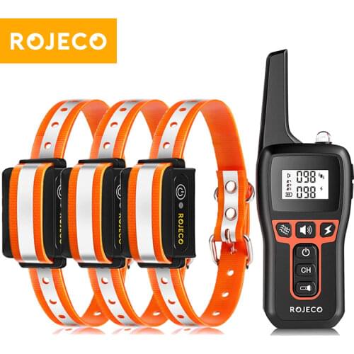 ROJECO 1000m Electric Dog Training Collar With Remote Rechargeable IPX7 Waterproof Shock Collars for 2 Dogs Shock Vibration Beep