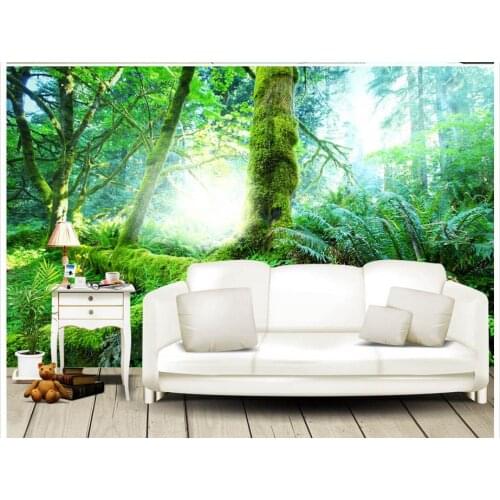 Custom Any Size 3D Wall Mural Wallpaper Original Naked Eye 3D Green Sunny Forest TV Background Wall