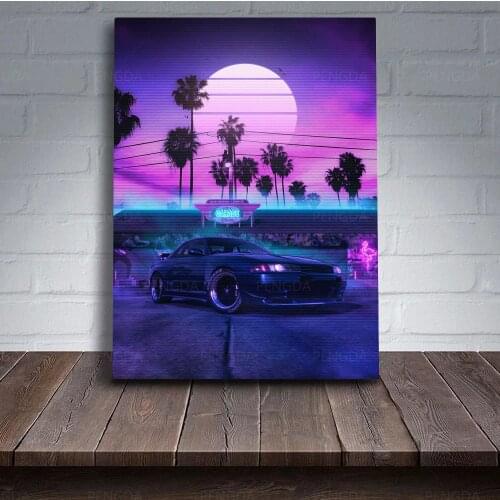 HD Printed Areca Poster Home Decor Synthwave Canvas Painting Wall Art Sun Luxury Car Pictures For Living Room Modular Framework
