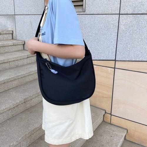 Korean Simple Crossbody Bags For Women Nylon Bag Pure Color Shoulder Bag New Summer Messenger Bag Handbag Bolsa Mujer Nylon Bag