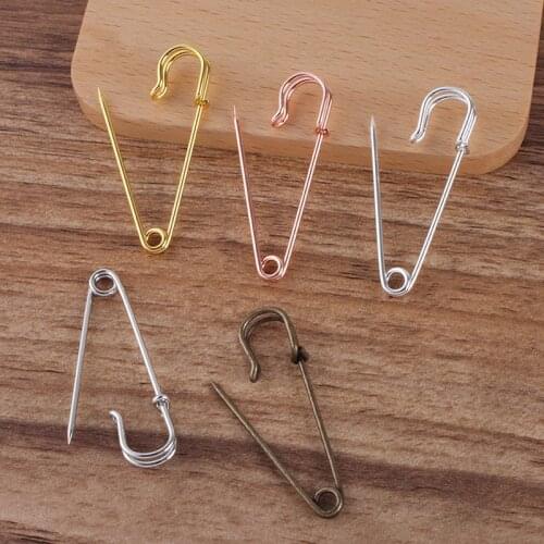 50 PCS 45mm Simple Metal Brooch Base Settings Rhodium Gold Silver Plated Brooch Pin Blanks DIY Accessories For Jewelry Making