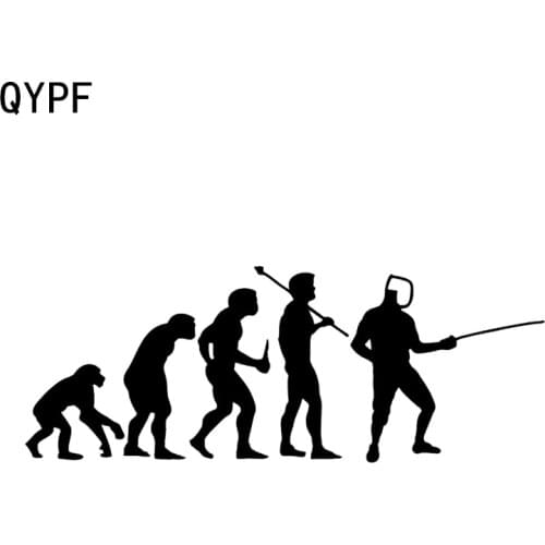 QYPF 18.2*6.9CM Evolution Sport Fencing Combat Car Sticker Silhouette Vinyl Black/Silver C16-0981
