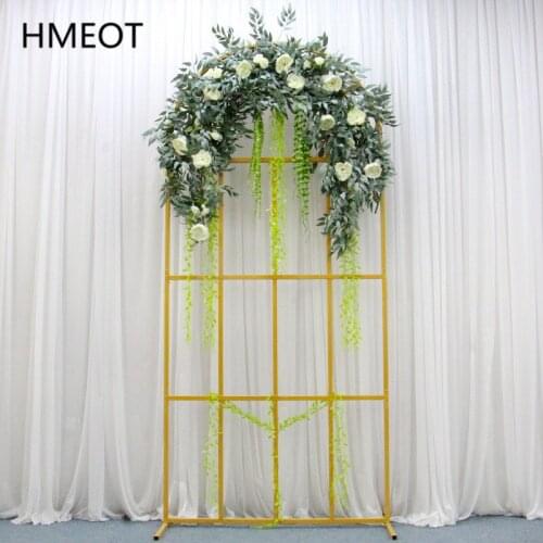 New Wedding Arch Props Wrought Iron Screen Stage Backdrop Decor Ornaments Artificial Flower Stand Outdoor Ceremony Party Shelf