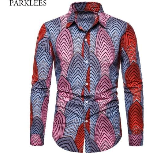 Dashiki African Print Shirt Men 2019 Brand New Batik Wax Cotton Dress Shirts Mens Long Sleeve Traditional Africa Clothing S-3XL