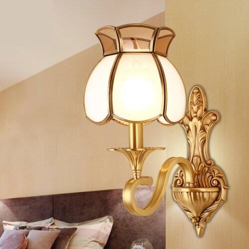 Style all copper wall lamp corridor lamp corridor wall lamp bedroom bedside lamp balcony corridor stair American 1005