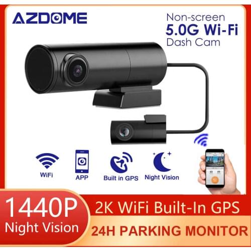 AZDOME Car DVR Dash Cam 2K Dual Camera Video Recorders Dashcam Auto Front and Rear GPS Infrared Night Vision Parking Monitor
