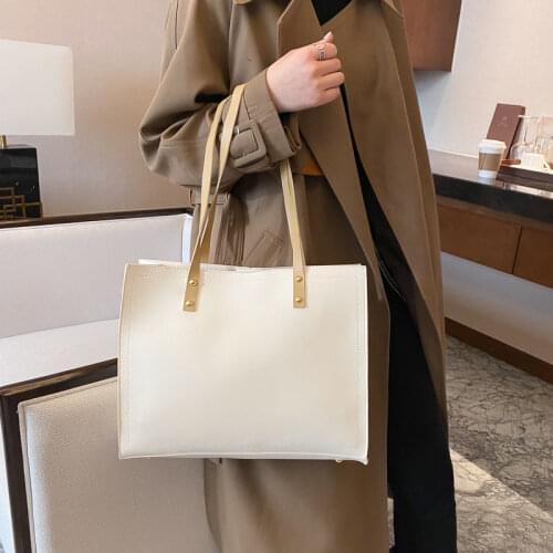 Womens Shoulder Bag Large Capacity Contrast Color Thread Luxury Leather Tote Handbags Wholesale 2022 New Fashion Female Bags
