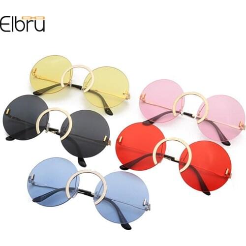 Elbru Personality Round Frame Sunglasses New Tide Restoring Ancient Ways Sunglasses Personality Street Snap Tide Sunglasses