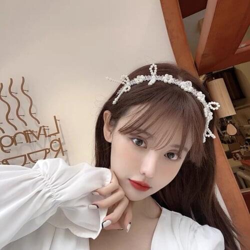 20pcs/lot Super Fairy Headwear All-match Pearl Crystal Hair Hoop with The Same Temperament Hair Accessories for Women