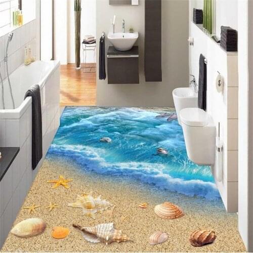 Beibehang Dolphin Ocean Custom 3D Wallpaper for Bathroom Mural-3d flooring Wallpaper Self-adhesive Floor painting wall stickers