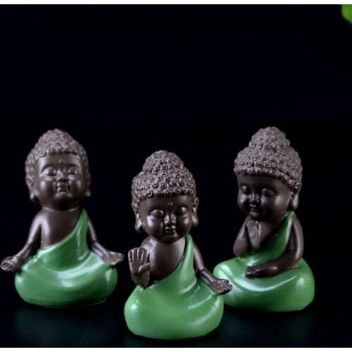 4PCS Buddhist Monk Mini Figurine Dolls Anime Action Figure Fairy Garden Terrarium Miniatures Micro Landscape Decor Home